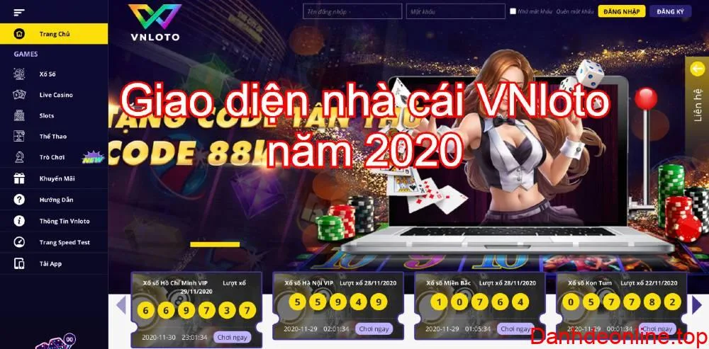 giao diện nhà cái vnloto năm 2020