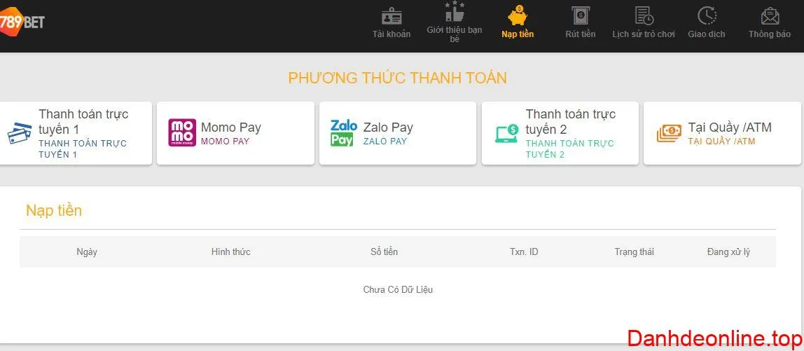 nạp và rút tiền one789 - ld789